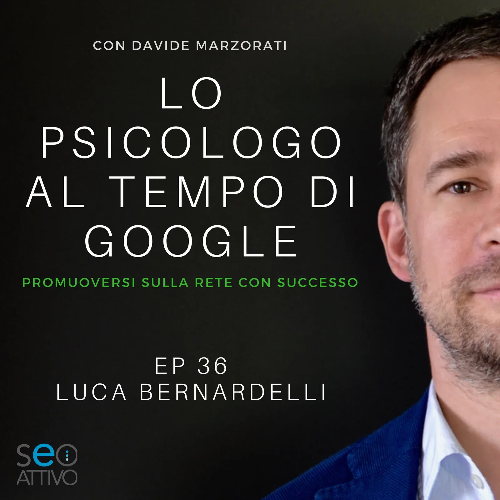 Copertina dell'episodio 36 del podcast Lo Psicologo al tempo di Google, con Luca Bernardelli