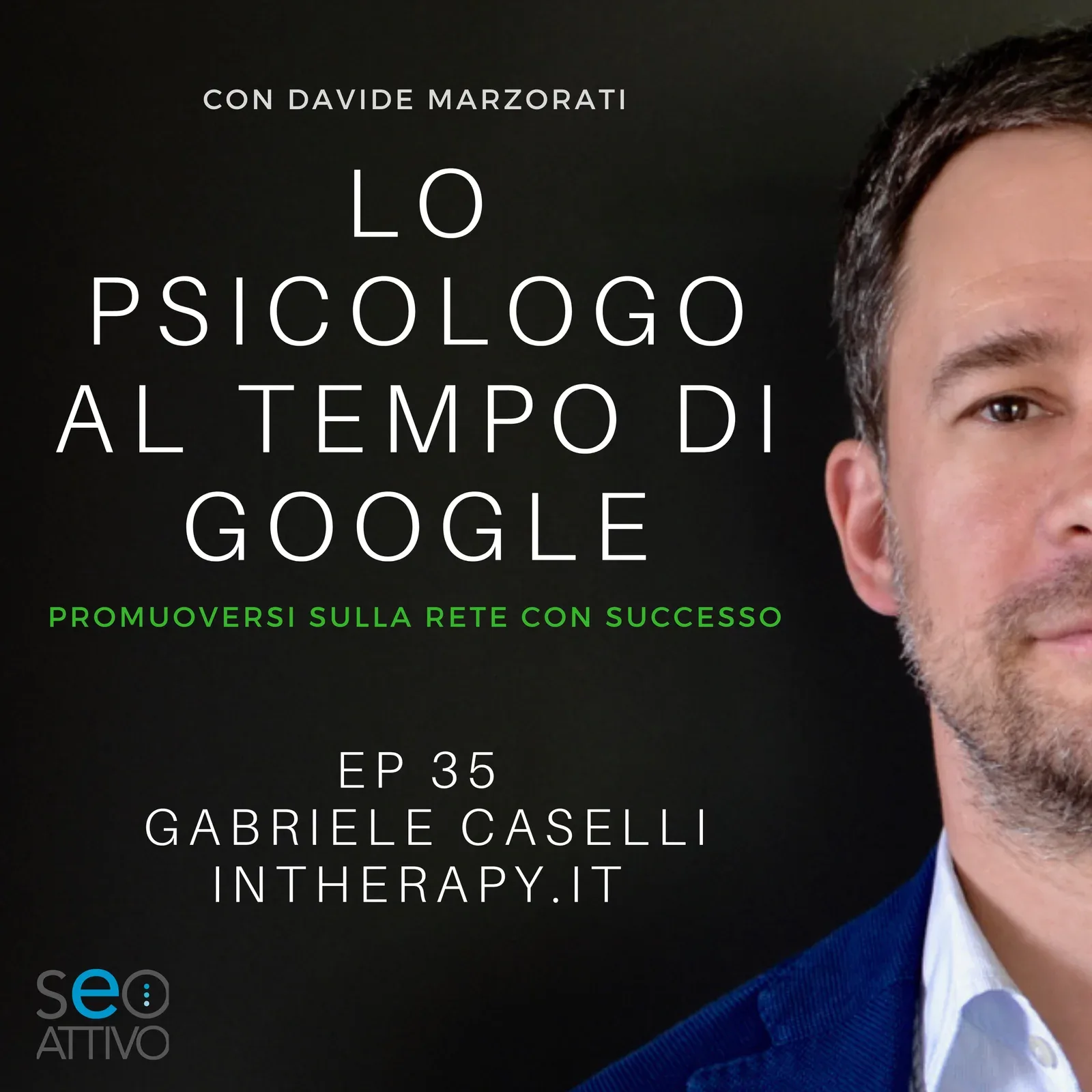 Copertina dell'episodio 35 del podcast Lo Psicologo al tempo di Google, con Gabriele Caselli di Intherapy.it