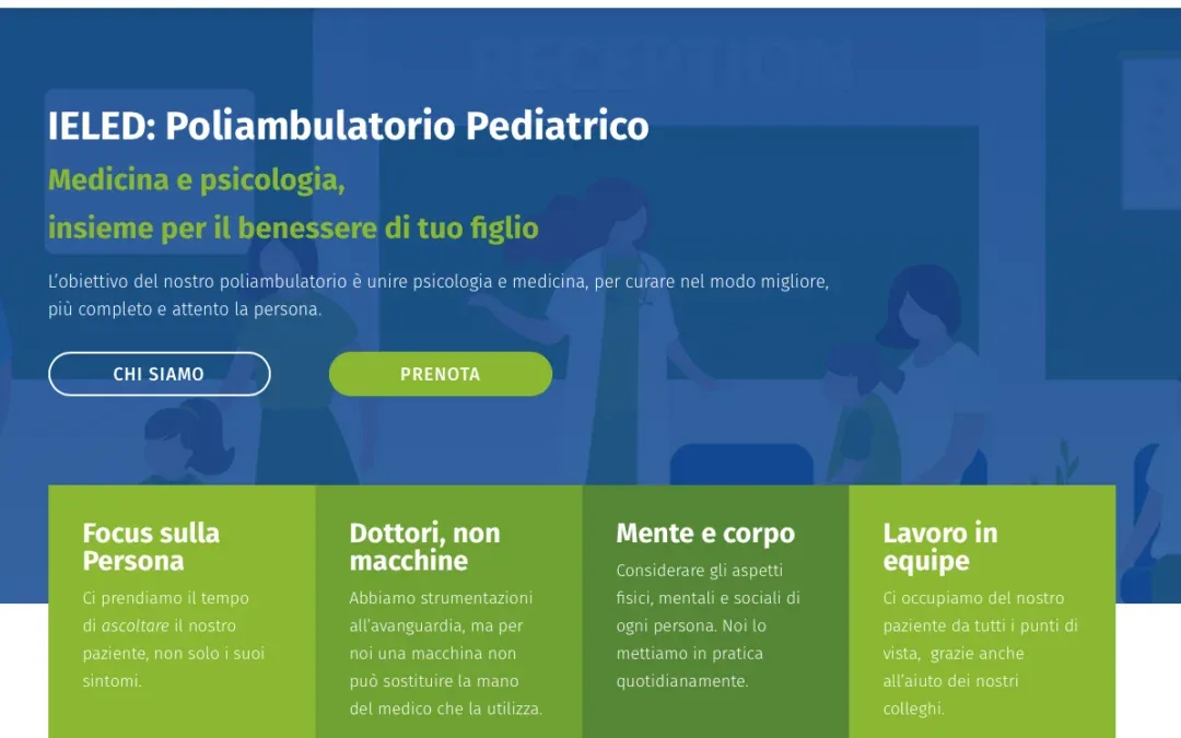Home page del sito di IELED, poliambulatorio pediatrico di medicina e psicologia