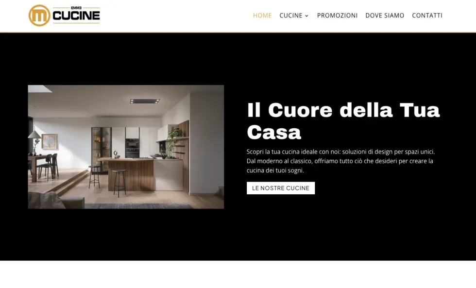 Home page del sito di Emmecucine, show-room di cucine a Como
