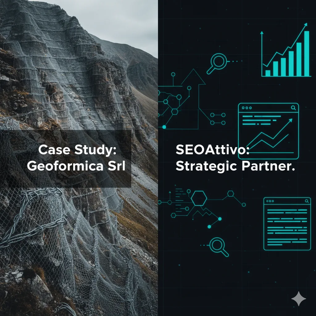 Copertina del caso studio Geoformica Srl: SeoAttivo partner strategico per la visibilità internazionale
